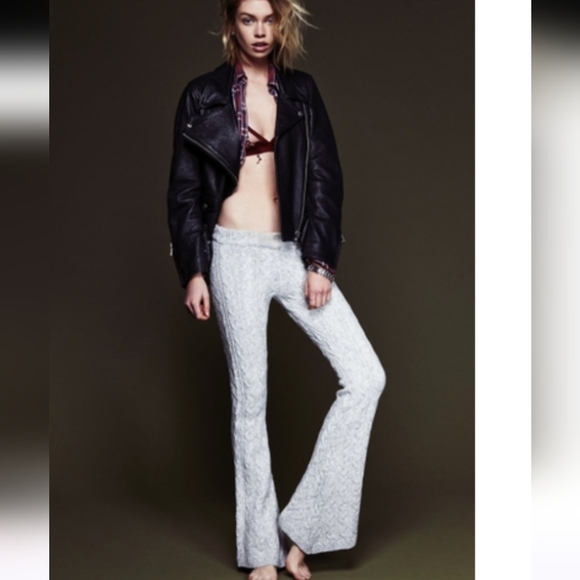 For Love & Lemons Knitz Snowday Bells in Grey Medium Sweater Bell Bottoms - Picture 1 of 8